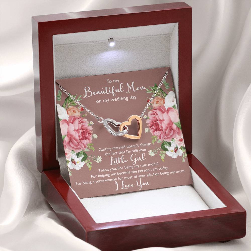 To My Mom Gifts, Thank You, Interlocking Heart Necklace For Women, Wedding Day Thank You Ideas From Daughter