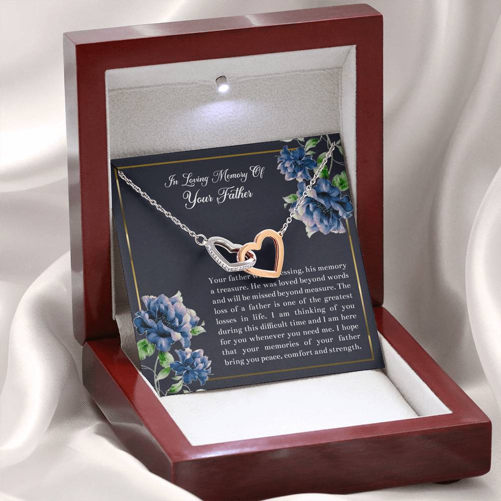 Loss of Father Gifts, In Loving Memory, Sympathy Interlocking Heart Necklace For Loss of Father, Memorial Sorry For Your Loss Present