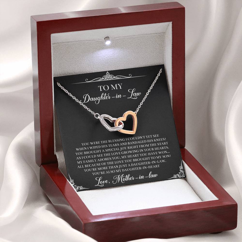 To My Daughter-in-law Gifts, Circle of Strength and Love, Interlocking Heart Necklace For Women, Birthday Present Idea From Mother-in-law