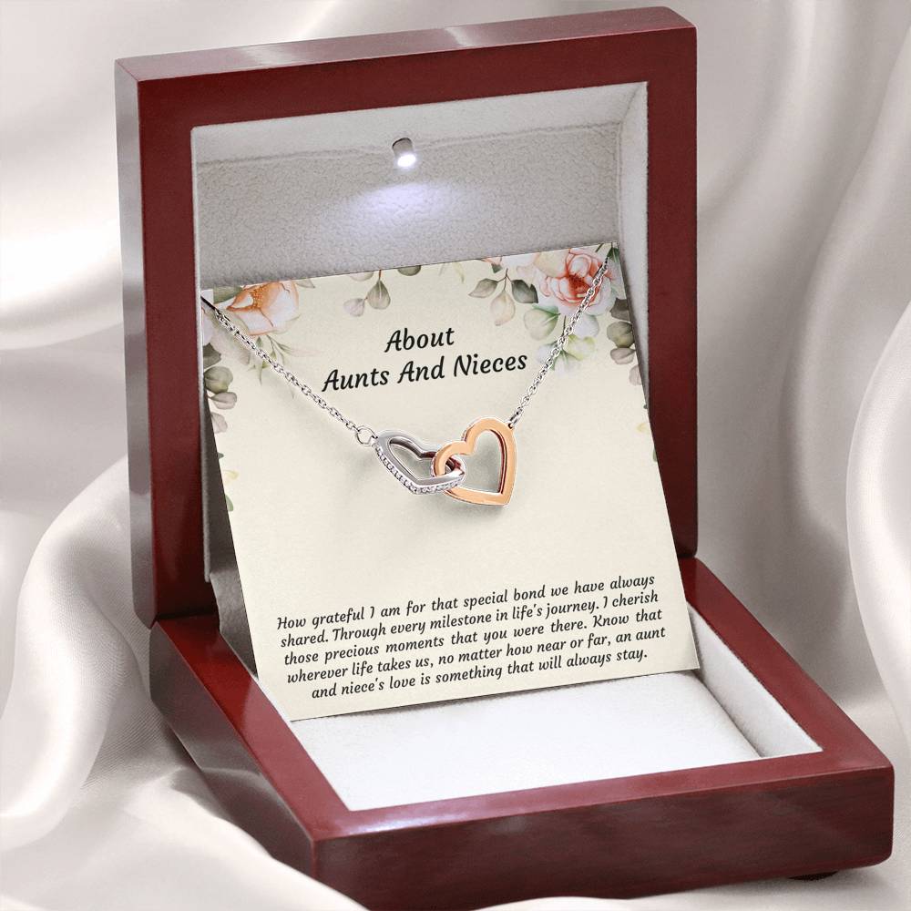 To My Niece Gifts, How Grateful I Am For That Special Bond, Interlocking Heart Necklace For Women, Niece Birthday Present From Aunt