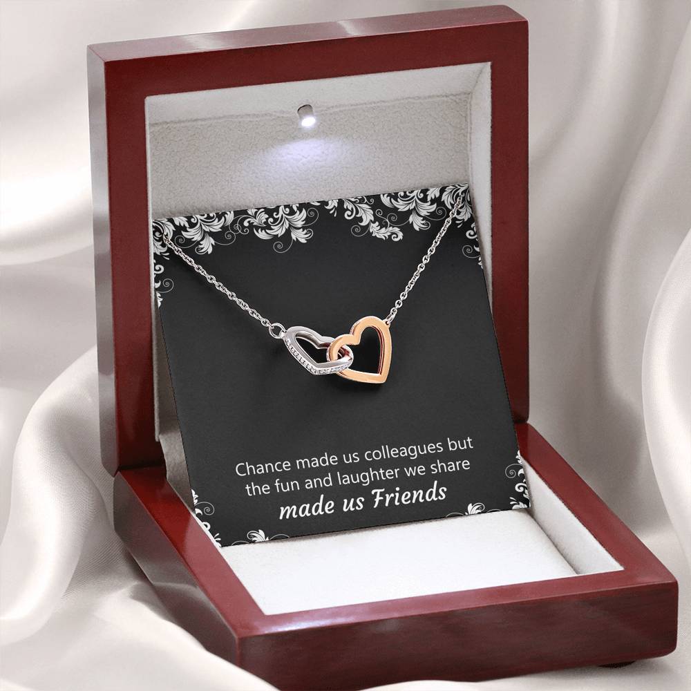 Retirement Gifts, Chance Made Us Colleagues, Happy Retirement Interlocking Heart Necklace For Women, Retirement Party Favor From Coworkers