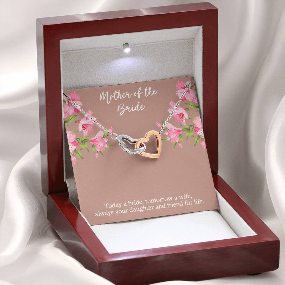 To My Mom of the Bride Gifts, Always Your Daughter, Interlocking Heart Necklace For Women, Wedding Day Thank You Ideas From Bride