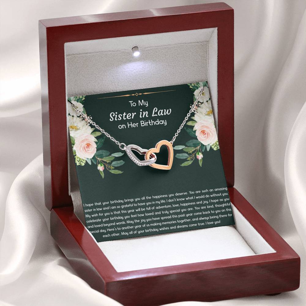 To My Sister-in-law Gifts, I Hope Your Birthday Brings You Happiness, Interlocking Heart Necklace For Women, Birthday Present Idea From Sister