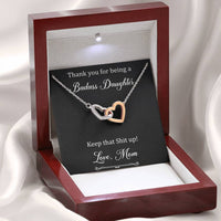 Load image into Gallery viewer, To My Badass Daughter Gifts, Keep That Shit Up, Interlocking Heart Necklace For Women, Birthday Present Idea From Mom
