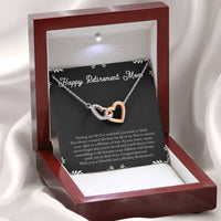 Load image into Gallery viewer, Mom Retirement Gifts, Never Forget, Happy Retirement Interlocking Heart Necklace For Women, Retirement Party Favor From Daughter Son
