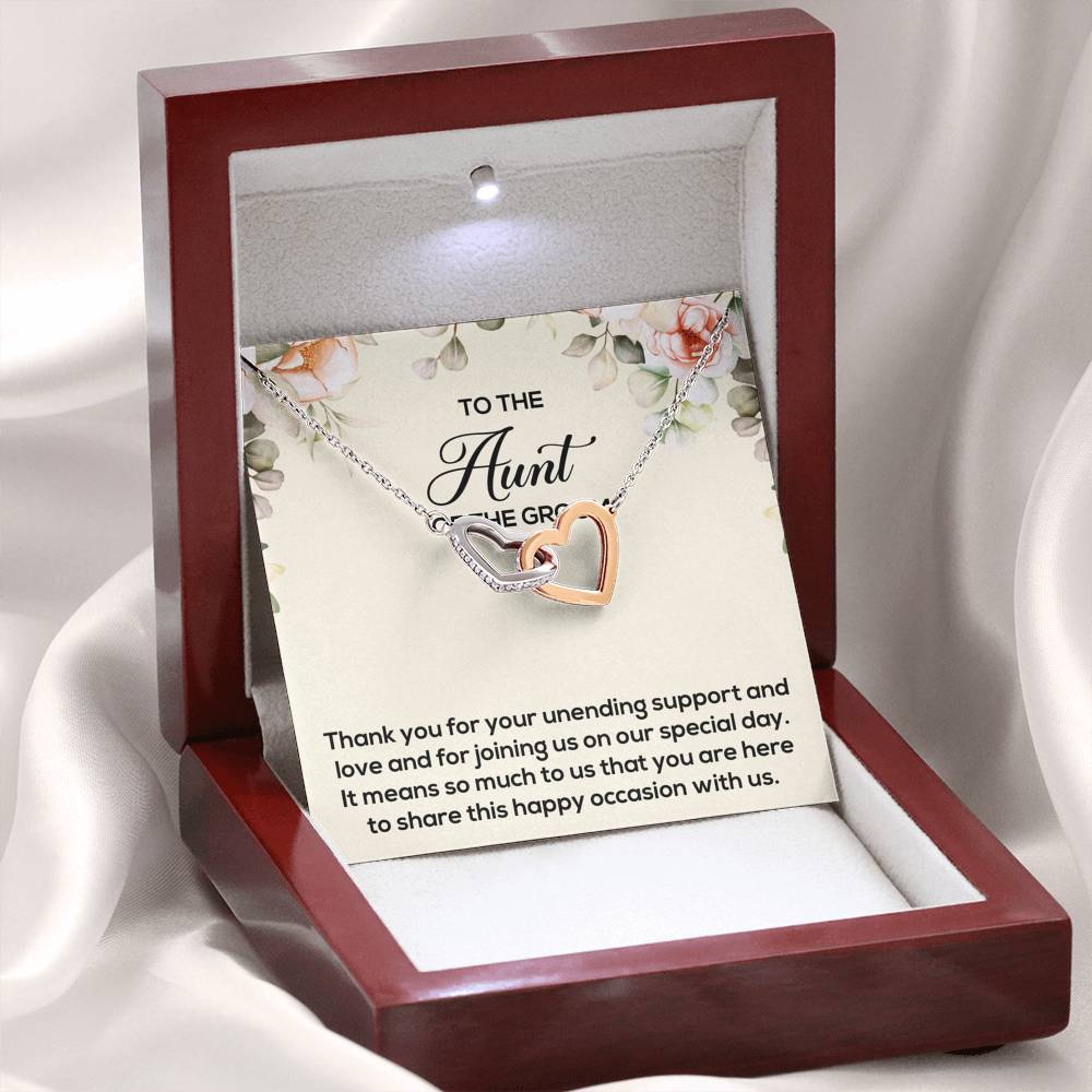 Aunt of the Groom Gifts, Thank You for Your Support, Interlocking Heart Necklace For Women, Wedding Day Thank You Ideas From Groom