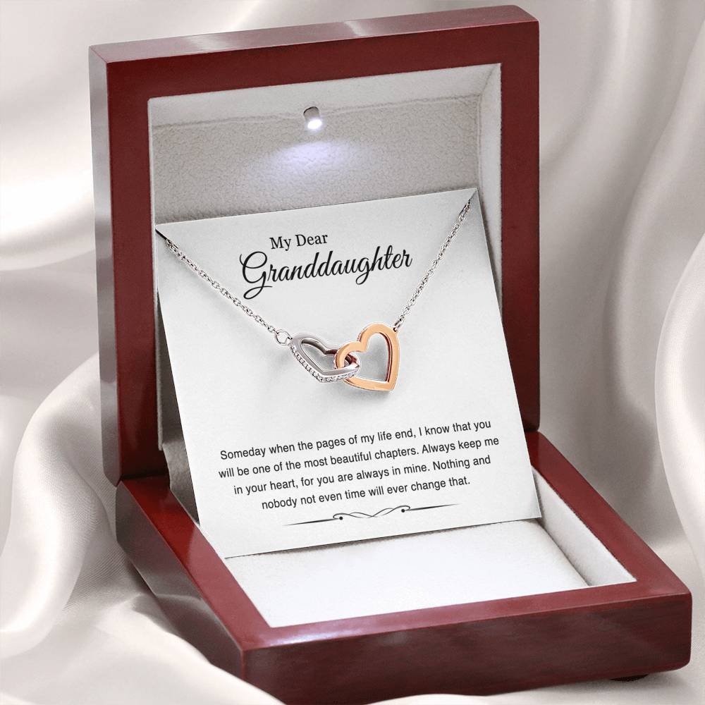 To My Granddaughter Gifts, Someday When The Pages Of My Life End, Interlocking Heart Necklace For Women, Birthday Present Idea From Grandma Grandpa