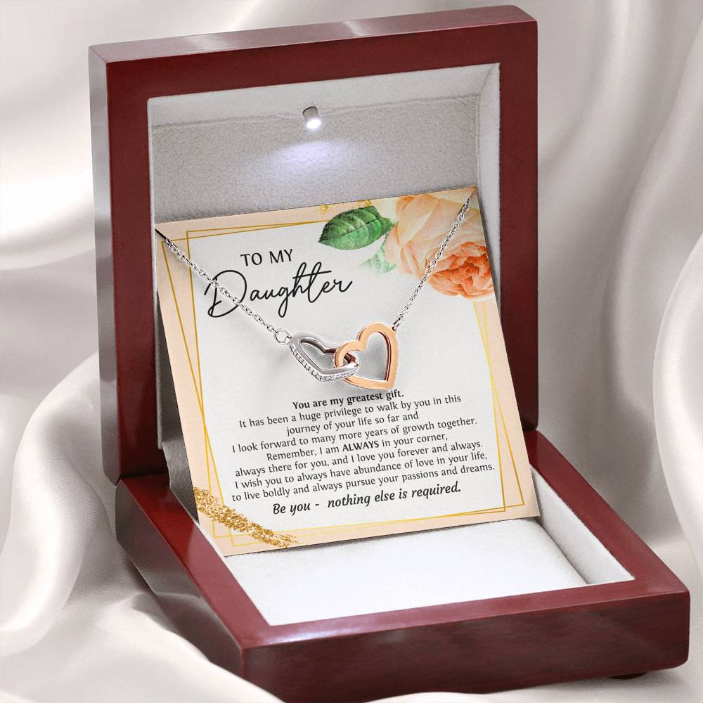 To My Daughter Gifts, You Are My Greatest Gift, Interlocking Heart Necklace For Women, Birthday Present Ideas From Mom Dad