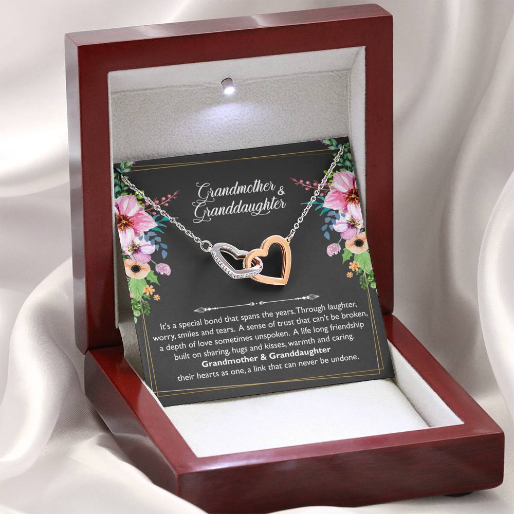 To My Granddaughter Gifts, Special bond that spans the years, Interlocking Heart Necklace For Women, Present From Grandmother