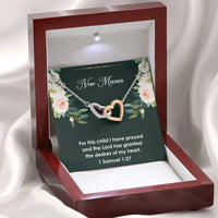 Load image into Gallery viewer, Necklace - For This Child I Have Prayed - Interlocking Hearts | Perfect Gift for Expecting Moms
