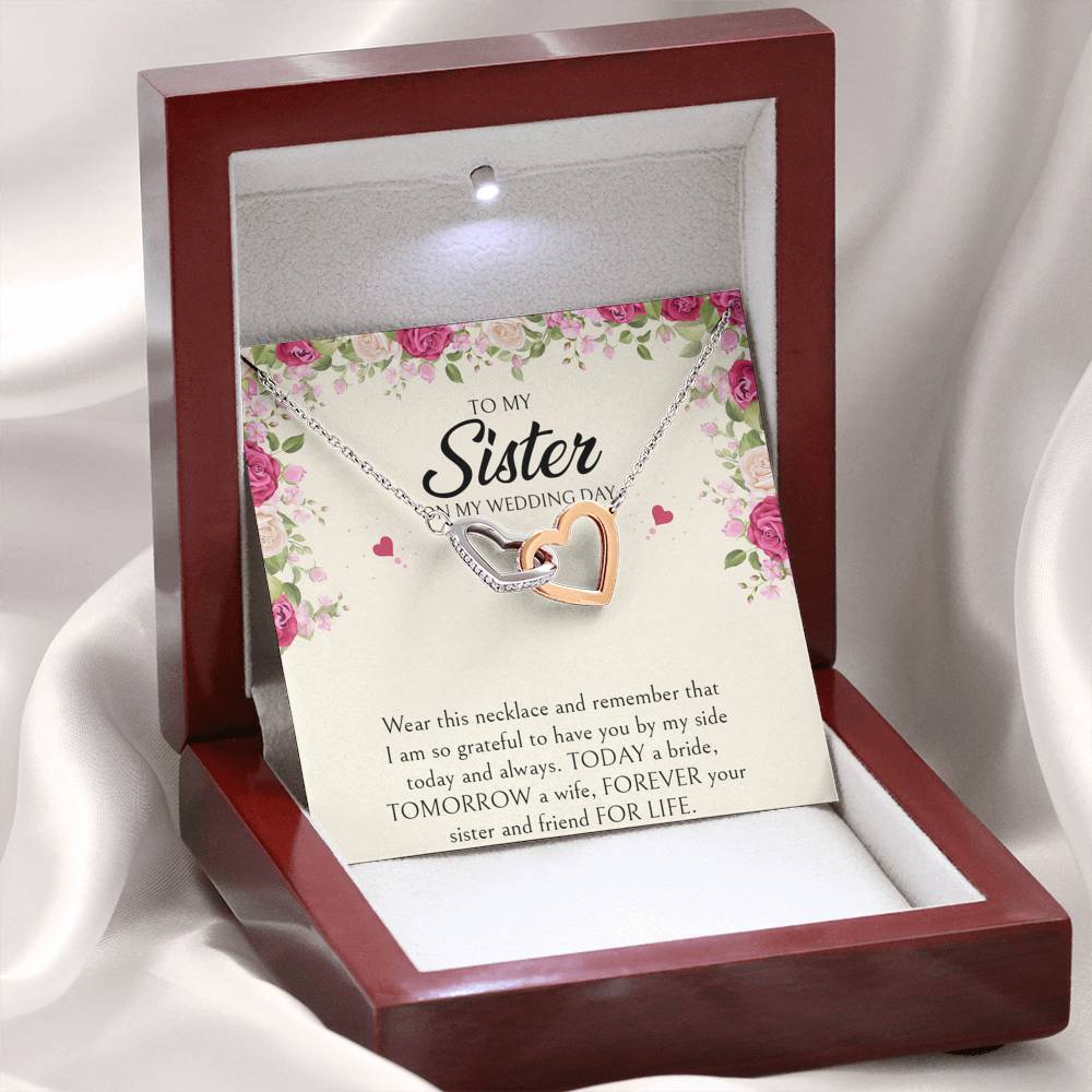 Sister of the Bride Gifts, I Am So Grateful To Have You, Interlocking Heart Necklace For Women, Wedding Day Thank You Ideas From Bride
