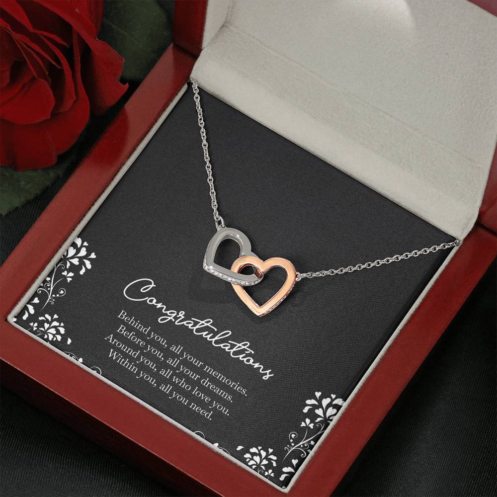 Retirement Gifts, Behind You, Happy Retirement Interlocking Heart Necklace For Women, Retirement Party Favor From Friends Coworkers