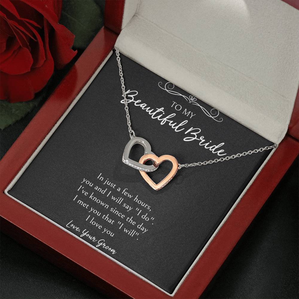 To My Bride  Gifts, I Will Say I Do, Interlocking Heart Necklace For Women, Wedding Day Thank You Ideas From Groom