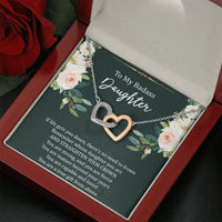 Load image into Gallery viewer, To My Badass Daughter Gifts, If Life Gets You Down, Interlocking Heart Necklace For Women, Birthday Present Idea From Mom

