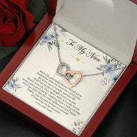Load image into Gallery viewer, To My Niece Gifts, When Life Gets Hard And You Feel All Alone, Interlocking Heart Necklace For Women, Niece Birthday Present From Aunt
