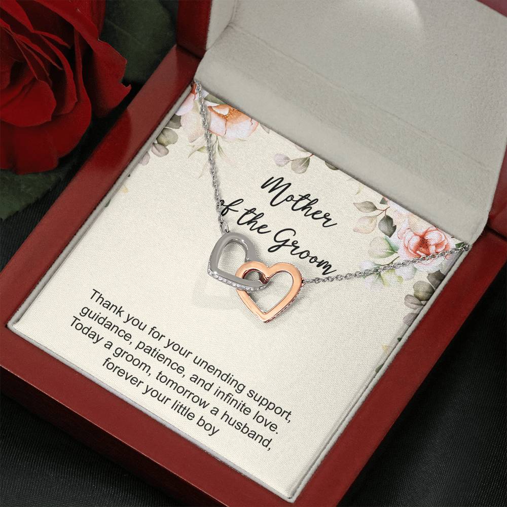 Mom Of The Groom Gifts, Thank You For Your Unending Support, Interlocking Heart Necklace For Women, Wedding Day Thank You Ideas From Groom