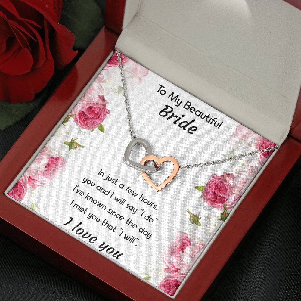 To My Bride Gifts, You And I Will Say I Do, Interlocking Heart Necklace For Women, Wedding Day Thank You Ideas From Groom