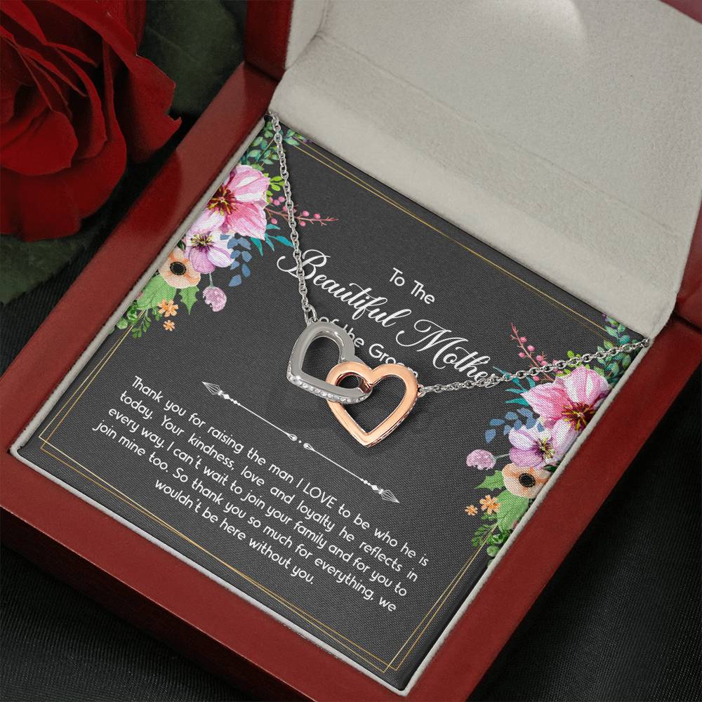 Mom Of The Groom Gifts, Thank You For Raising The Man I Love, Interlocking Heart Necklace For Women, Wedding Day Thank You Ideas From Bride