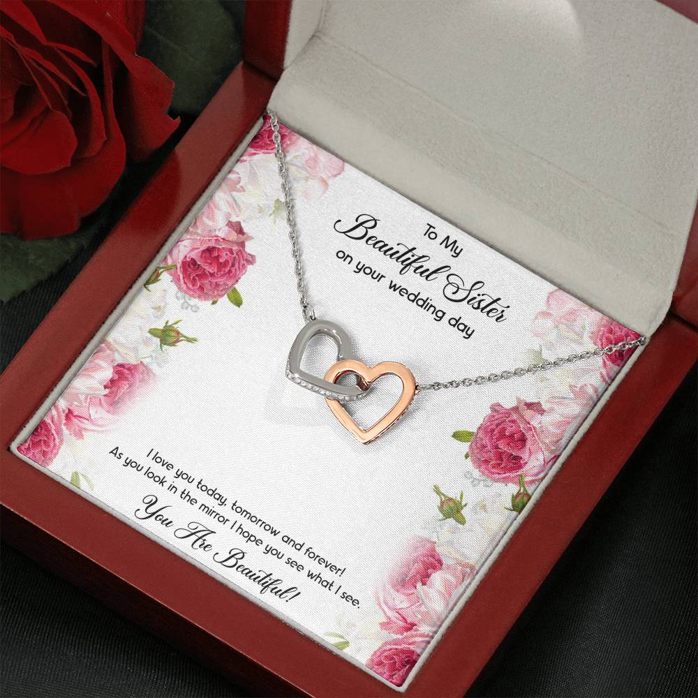 Bride Gifts, You Are Beautiful, Interlocking Heart Necklace For Women, Wedding Day Thank You Ideas From Sister