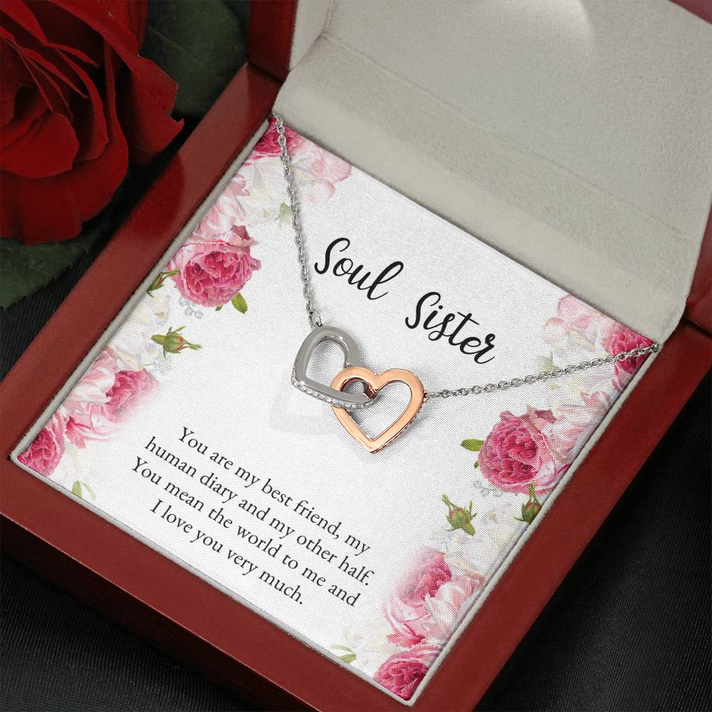 To My Best Friend Gifts, You Mean The World To Me, Interlocking Heart Necklace For Women, Birthday Present Idea From Bestie