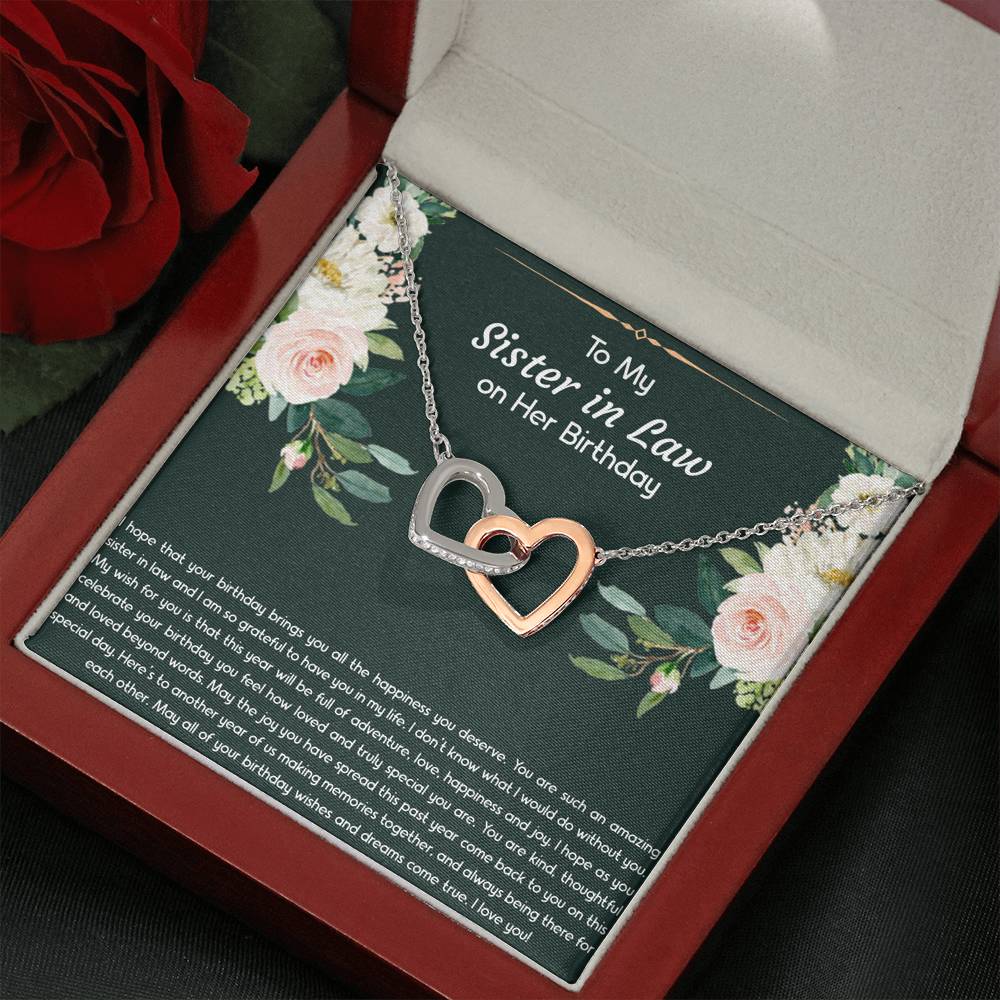 To My Sister-in-law Gifts, I Hope Your Birthday Brings You Happiness, Interlocking Heart Necklace For Women, Birthday Present Idea From Sister