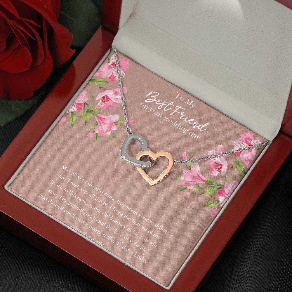 Bride Gifts, May All Your Dreams Come True, Interlocking Heart Necklace For Women, Wedding Day Thank You Ideas From Best Friend