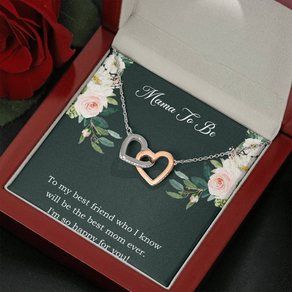 Gift for Expecting Mom, To My Best Friend, Mom to Be Interlocking Heart Necklace For Women, Pregnancy Gift For New Mother