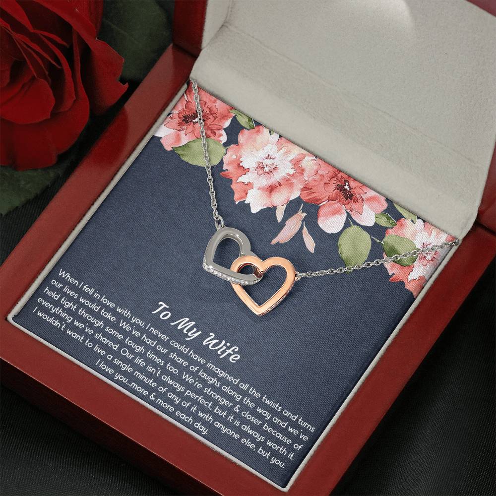To My Wife, When I Fell In Love With You, Interlocking Heart Necklace For Women, Anniversary Birthday Gifts From Husband