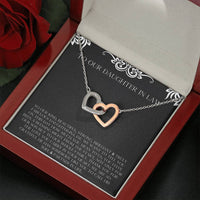 Load image into Gallery viewer, To My Daughter in Law Gifts, Thank You For The Love, Interlocking Heart Necklace For Women, Birthday Present Idea From Mother-in-law
