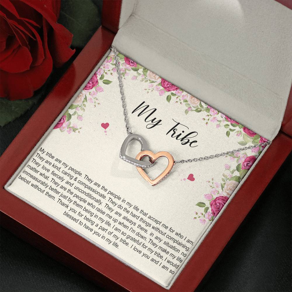 To My Best Friend Gifts, My Tribe , Interlocking Heart Necklace For Women, Birthday Present Idea From Bestie