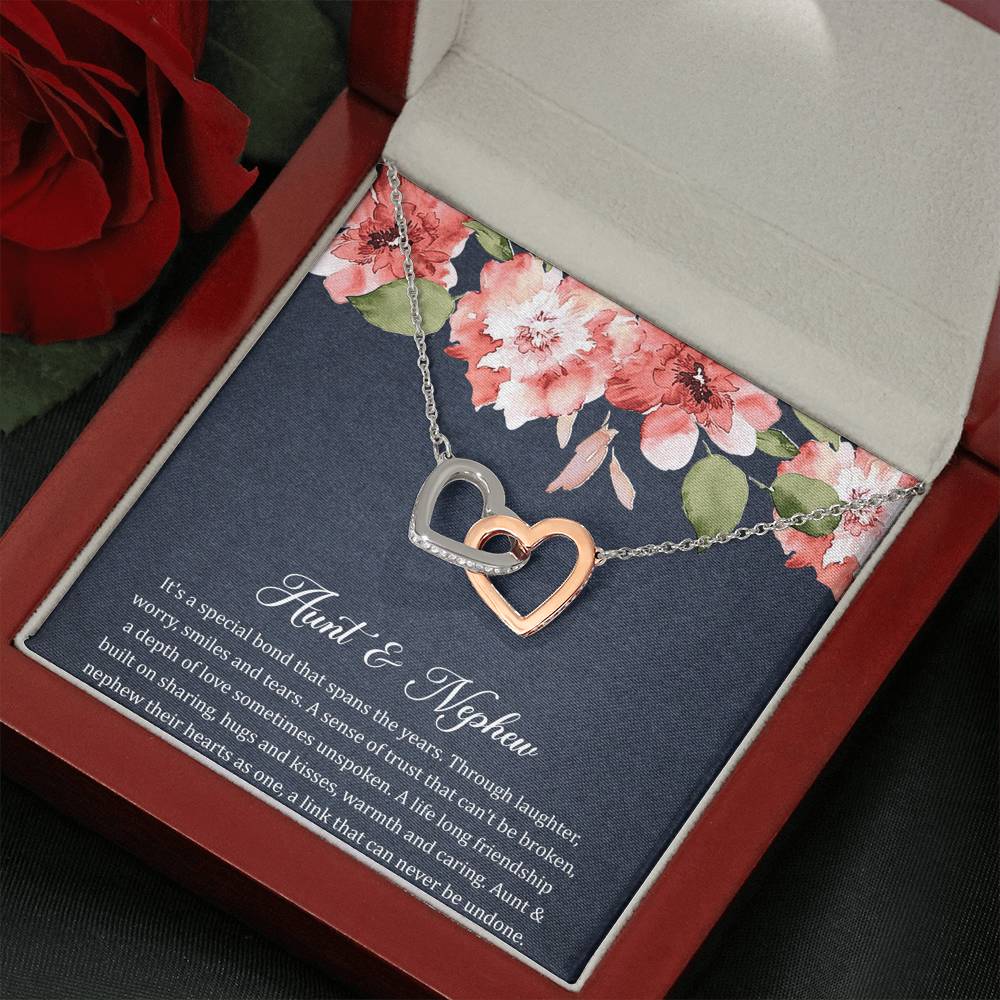 To My Aunt Gifts, Aunt and Nephew Bond, Interlocking Heart Necklace For Women, Aunt Birthday Present From Nephew