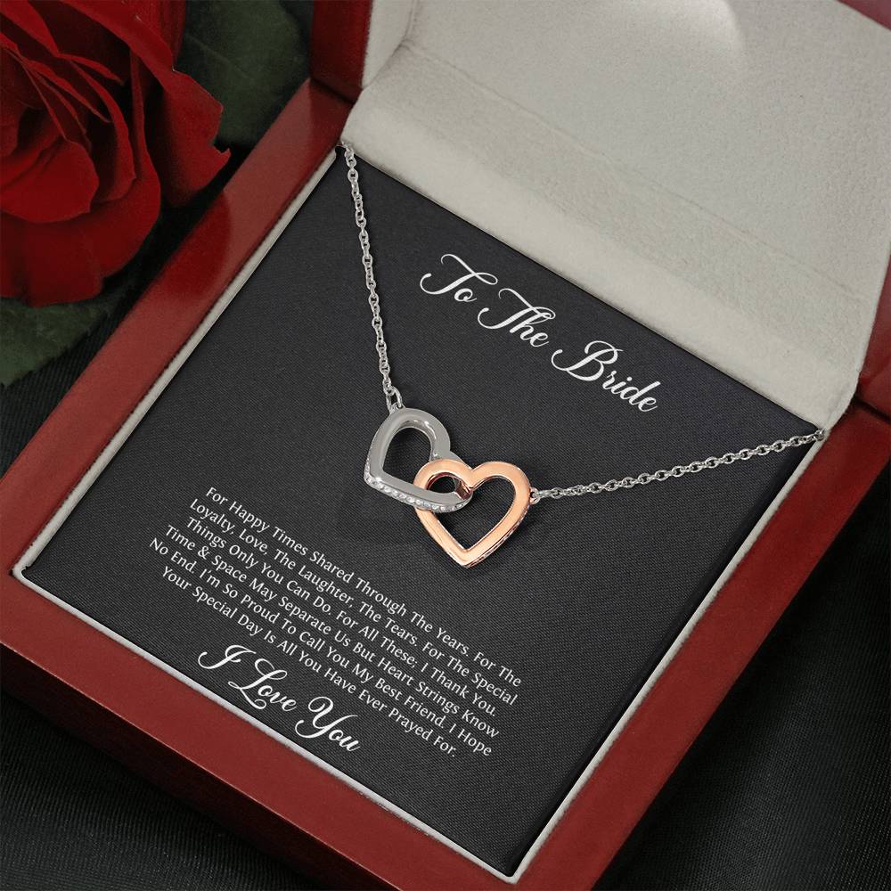To My Bride Gifts, I Thank You, Interlocking Heart Necklace For Women, Wedding Day Thank You Ideas From Best Friend