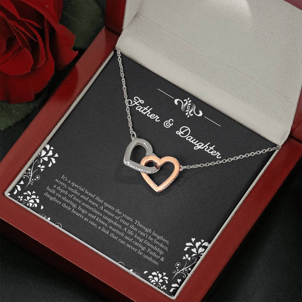 To My Daughter Gifts, Father and Daughter Bond, Interlocking Heart Necklace For Women, Birthday Present Idea From Dad