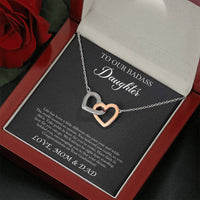 Load image into Gallery viewer, To My Badass Daughter Gifts, Congratulations, Interlocking Heart Necklace For Women, Graduation Present Ideas From Mom Dad
