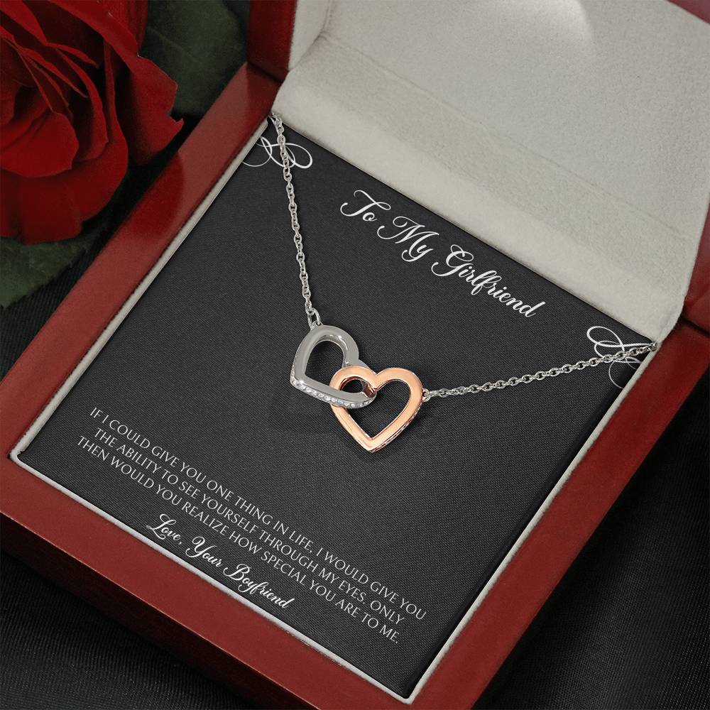 To My Girlfriend, You Are Special To Me, Interlocking Heart Necklace For Women, Anniversary Birthday Valentines Day Gifts From Boyfriend