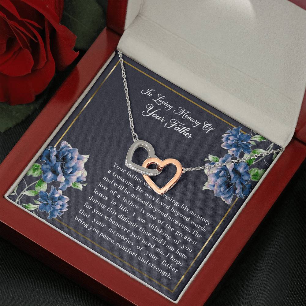 Loss of Father Gifts, In Loving Memory, Sympathy Interlocking Heart Necklace For Loss of Father, Memorial Sorry For Your Loss Present