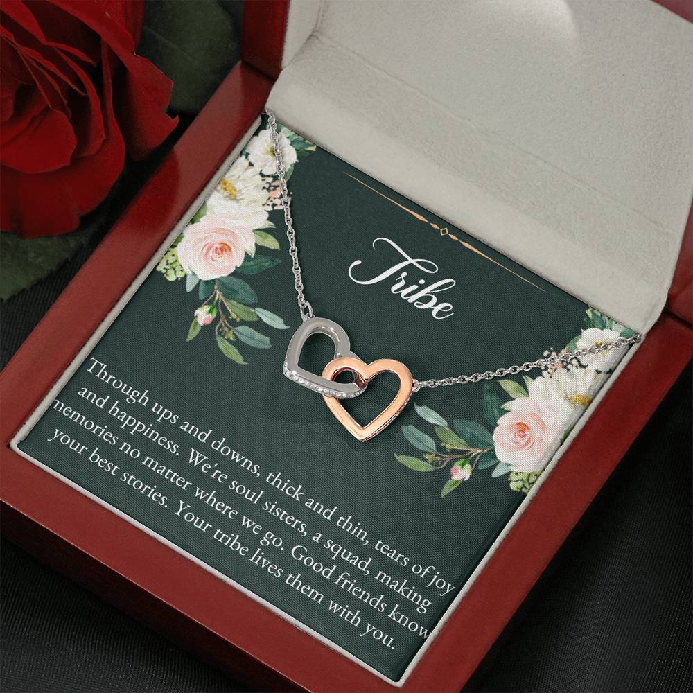 To My Best Friend Gifts, Tribe, Interlocking Heart Necklace For Women, Birthday Present Idea From Bestie