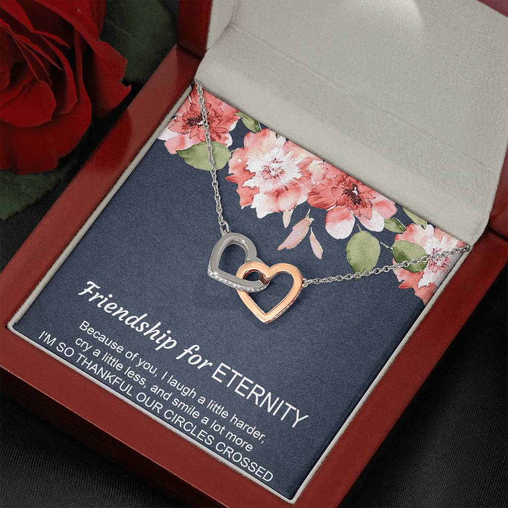 To My Best Friend Gifts, Friendship For Eternity, Interlocking Heart Necklace For Women, Birthday Present Idea From Bestie