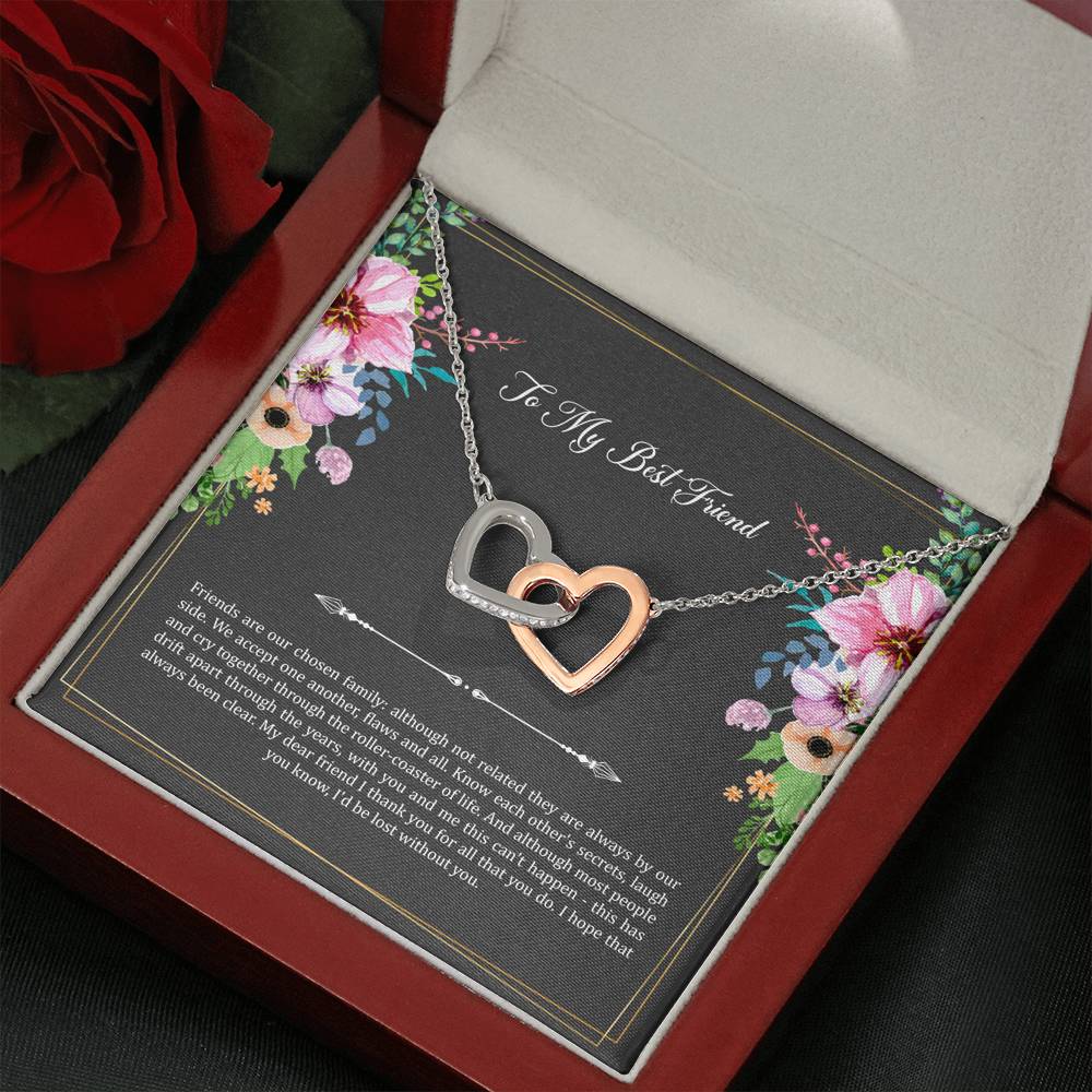 To My Best Friend Gifts, Friends Are Our Chosen Family, Interlocking Heart Necklace For Women, Birthday Present Idea From Bestie