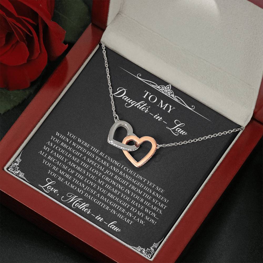 To My Daughter-in-law Gifts, Circle of Strength and Love, Interlocking Heart Necklace For Women, Birthday Present Idea From Mother-in-law