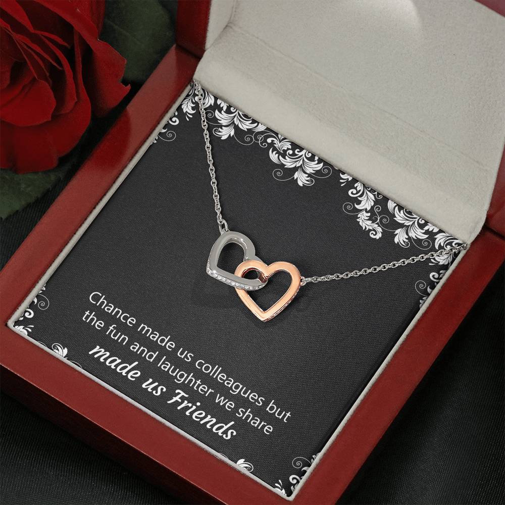 Retirement Gifts, Chance Made Us Colleagues, Happy Retirement Interlocking Heart Necklace For Women, Retirement Party Favor From Coworkers