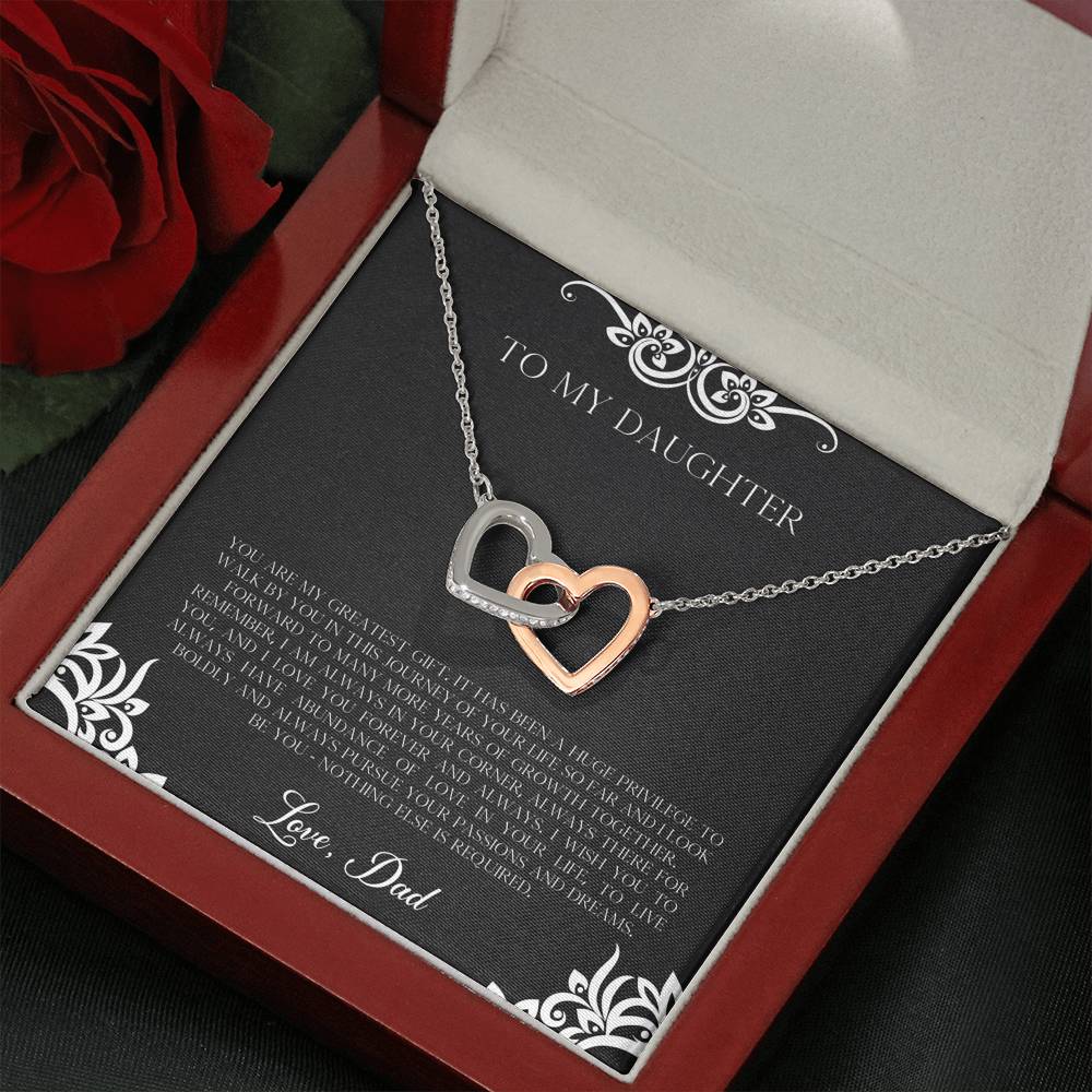 To My Daughter  Gifts, You Are My Greatest Gift, Interlocking Heart Necklace For Women, Birthday Present Idea From Dad