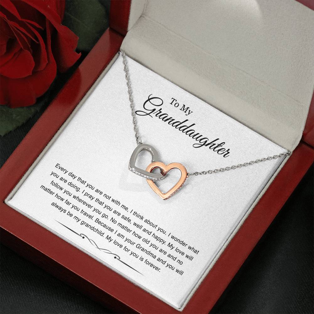 To My Granddaughter Gifts, Every Day That You Are Not With Me, Interlocking Heart Necklace For Women, Birthday Present Idea From Grandma Grandpa
