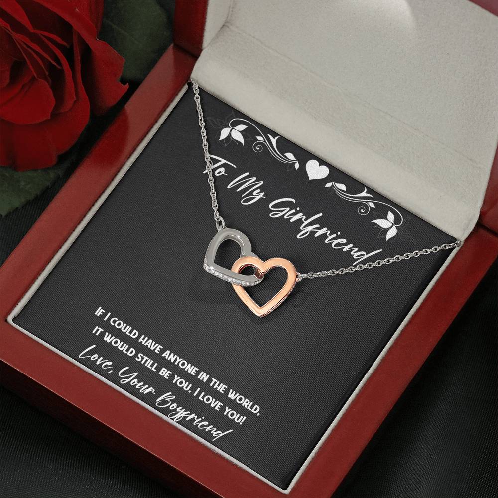 To My Girlfriend, It Would Still Be You, Interlocking Heart Necklace For Women, Anniversary Birthday Valentines Day Gifts From Boyfriend