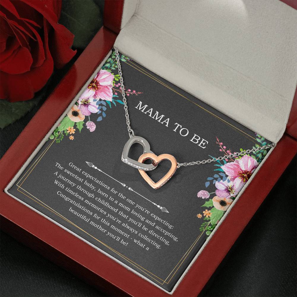 Gift for Expecting Mom, Congratulations For This Moment, Mom to Be Interlocking Heart Necklace For Women, Pregnancy Gift For New Mother