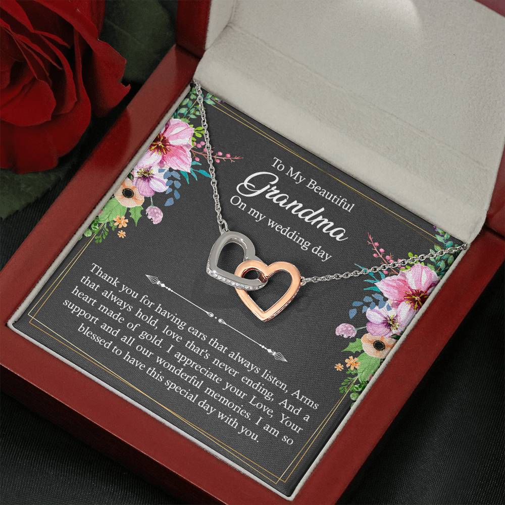 Grandmother of the Bride Gifts, I Am So Blessed, Interlocking Heart Necklace For Women, Wedding Day Thank You Ideas From Bride