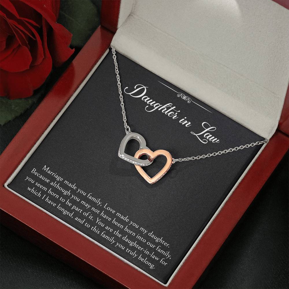 To My Daughter-in-law Gifts, Marriage Made You Family, Interlocking Heart Necklace For Women, Birthday Present Idea From Mother-in-law