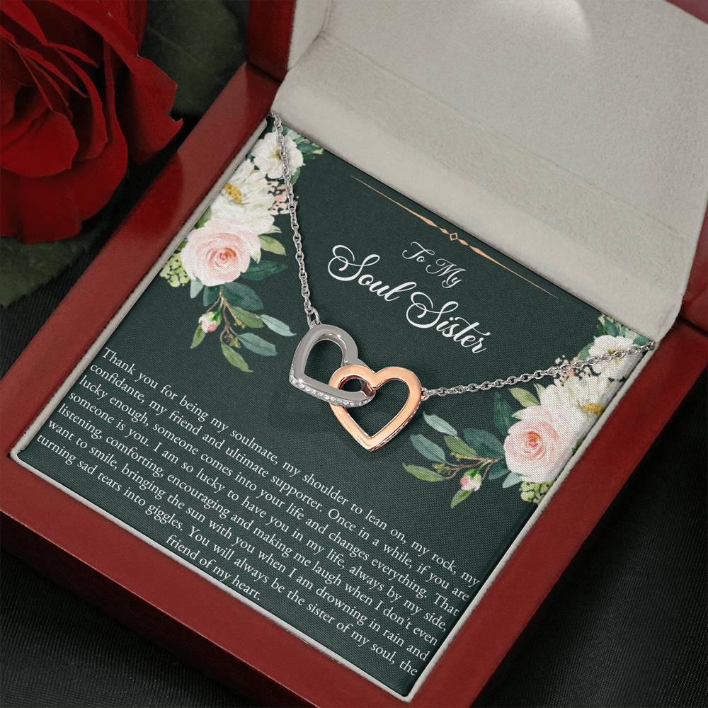 To My Best Friend Gifts, To My Soul Sister, Interlocking Heart Necklace For Women, Birthday Present Idea From Bestie
