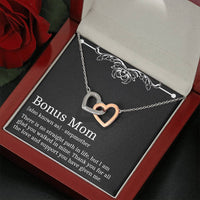 Load image into Gallery viewer, To My Bonus Mom Gifts, Thank You For All The Love, Interlocking Heart Necklace For Women, Birthday Mothers Day Present From Bonus Daughter
