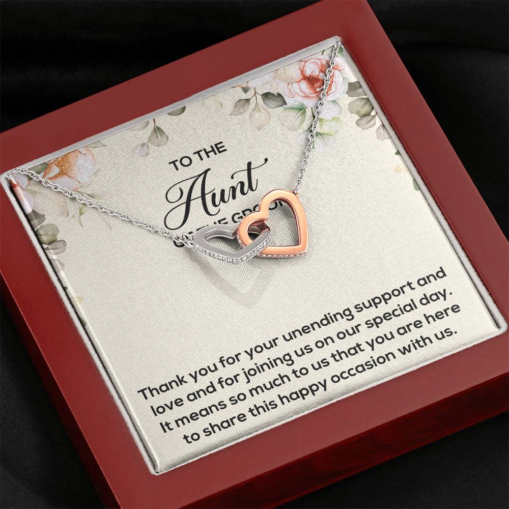 Aunt of the Groom Gifts, Thank You for Your Support, Interlocking Heart Necklace For Women, Wedding Day Thank You Ideas From Groom
